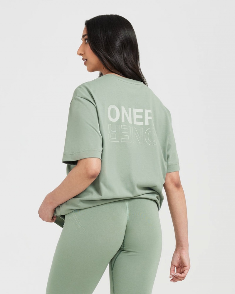 Oner Active κλασικα Mirror σταμπεσ Oversized μπλουζακια Ελιά | KHY149806