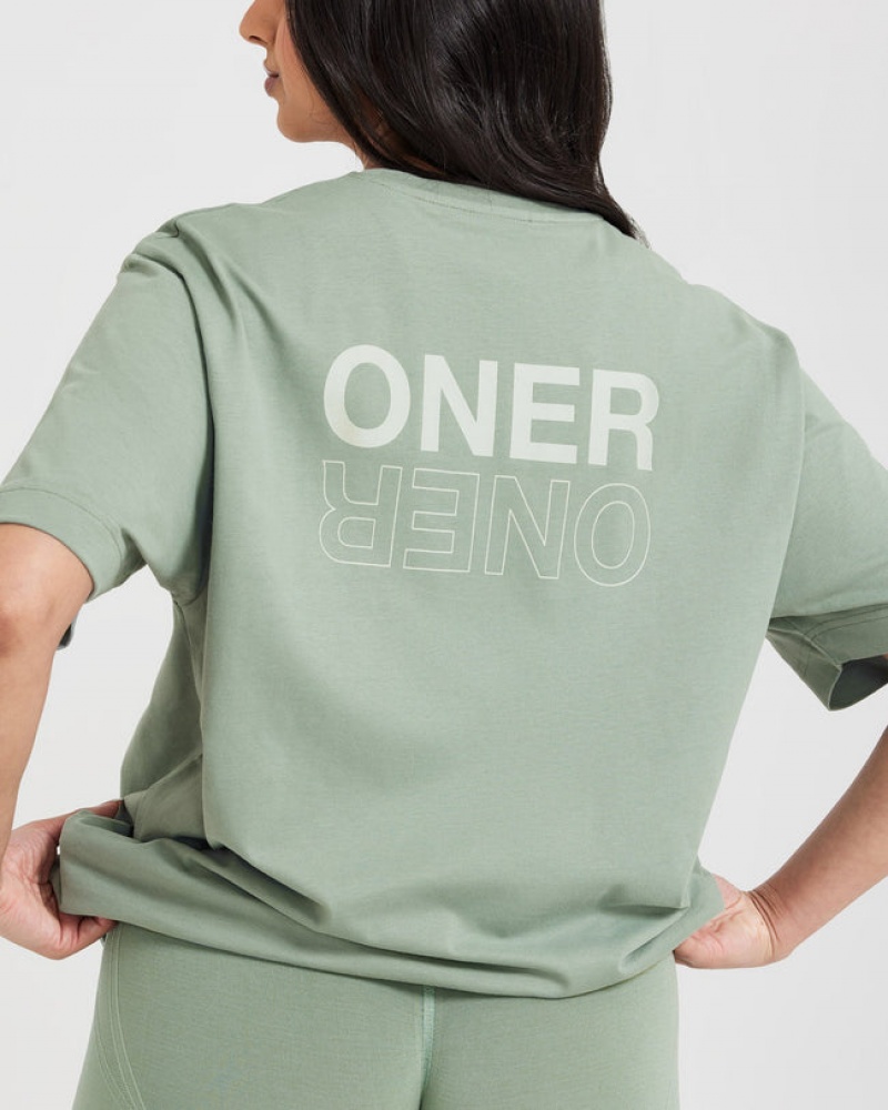 Oner Active κλασικα Mirror σταμπεσ Oversized μπλουζακια Ελιά | KHY149806