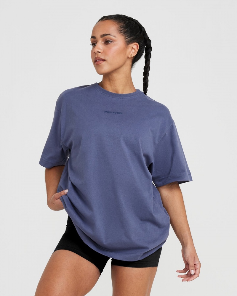 Oner Active κλασικα Mirror σταμπεσ Oversized μπλουζακια μπλε | KPG894320