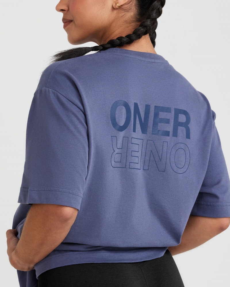 Oner Active κλασικα Mirror σταμπεσ Oversized μπλουζακια μπλε | KPG894320