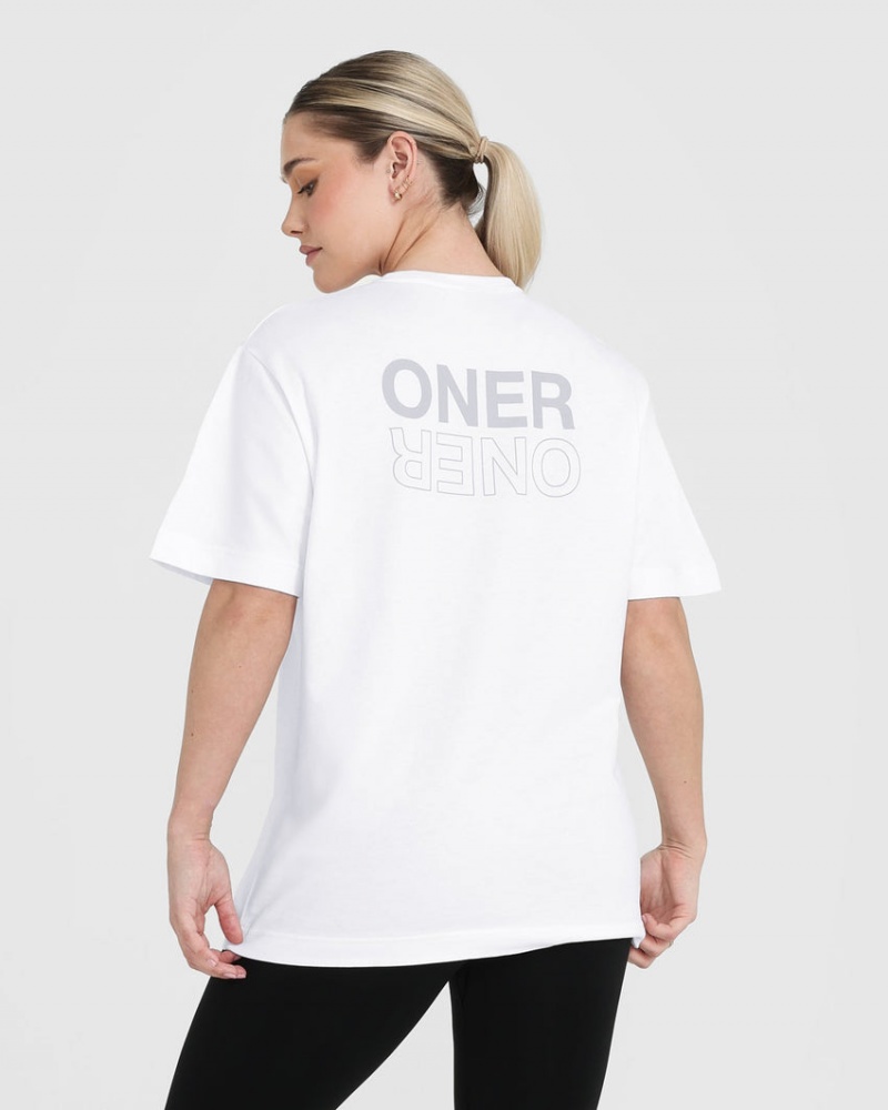 Oner Active κλασικα Mirror σταμπεσ Oversized μπλουζακια ασπρα | OSV962084