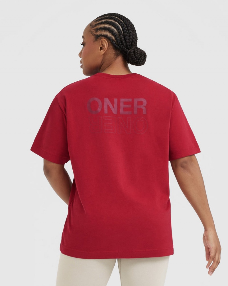 Oner Active κλασικα Mirror σταμπεσ Oversized μπλουζακια κοκκινα μπορντο | GHI816240