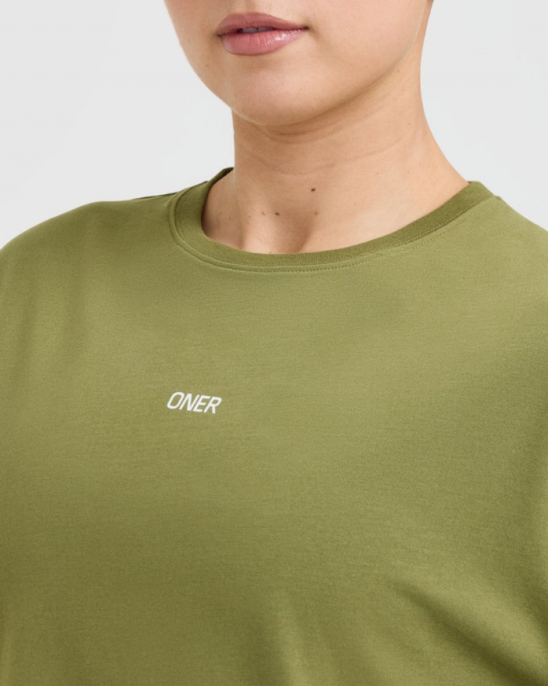 Oner Active κλασικα Oner σταμπεσ Oversized ελαφρια μπλουζακια Ελιά πρασινο | DCK297681