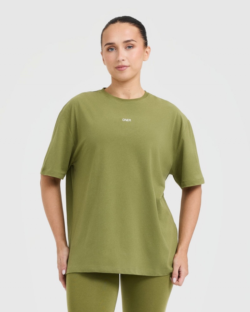 Oner Active κλασικα Oner σταμπεσ Oversized ελαφρια μπλουζακια Ελιά πρασινο | DCK297681