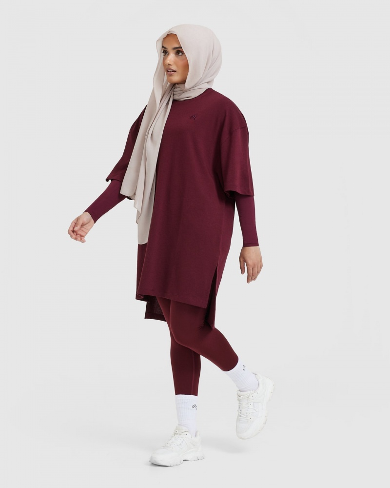 Oner Active κλασικα Oversized Longline μπλουζακια μπορντο | JFD473201