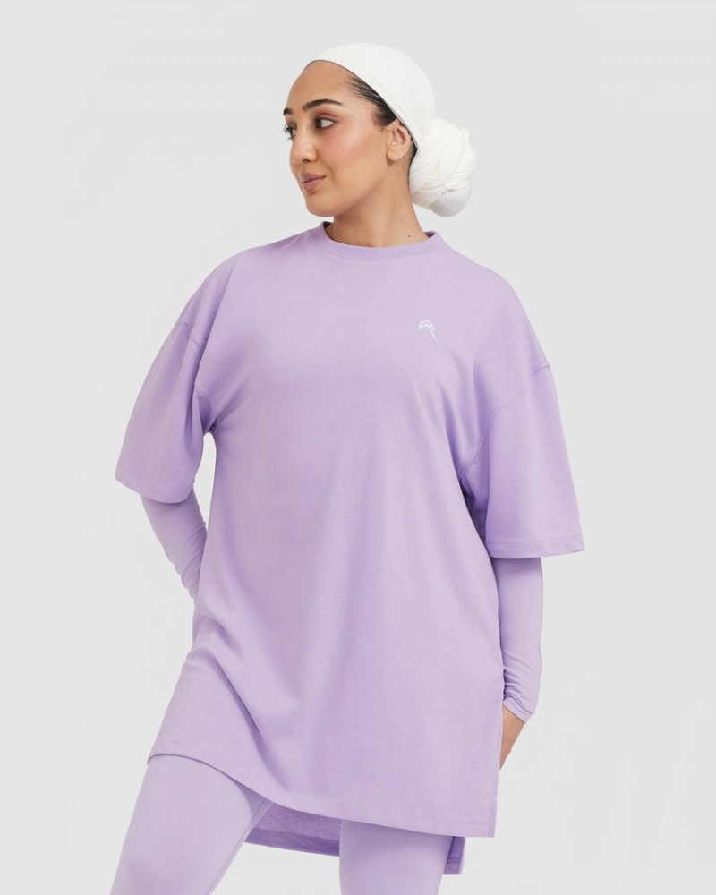 Oner Active κλασικα Oversized Longline μπλουζακια μωβ | TCZ673895