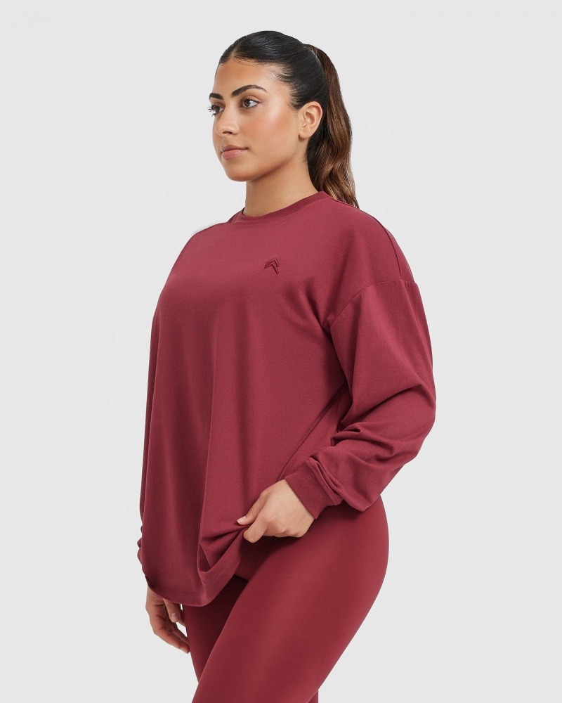 Oner Active κλασικα Oversized ελαφρια Long Sleeve μπλουζακια ροζ | TVS390547