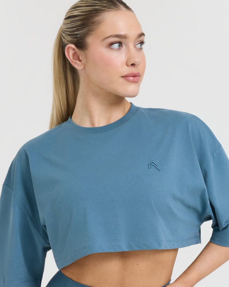 Oner Active κλασικα Relaxed Crop ελαφρια μπλουζακια μπλε | AID170463