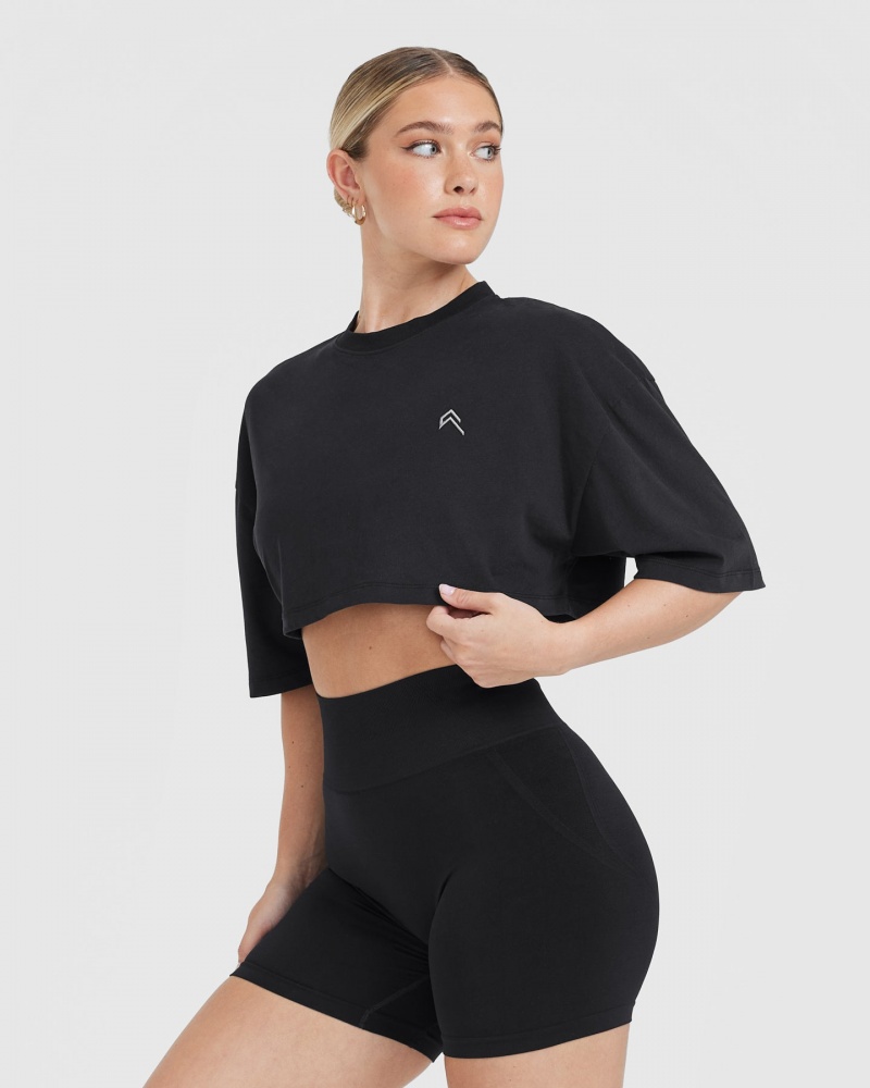 Oner Active κλασικα Relaxed Crop ελαφρια μπλουζακια μαυρα | HEI768413