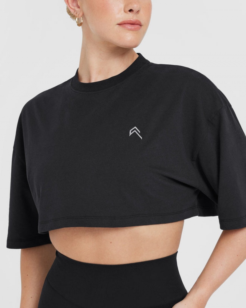 Oner Active κλασικα Relaxed Crop ελαφρια μπλουζακια μαυρα | HEI768413