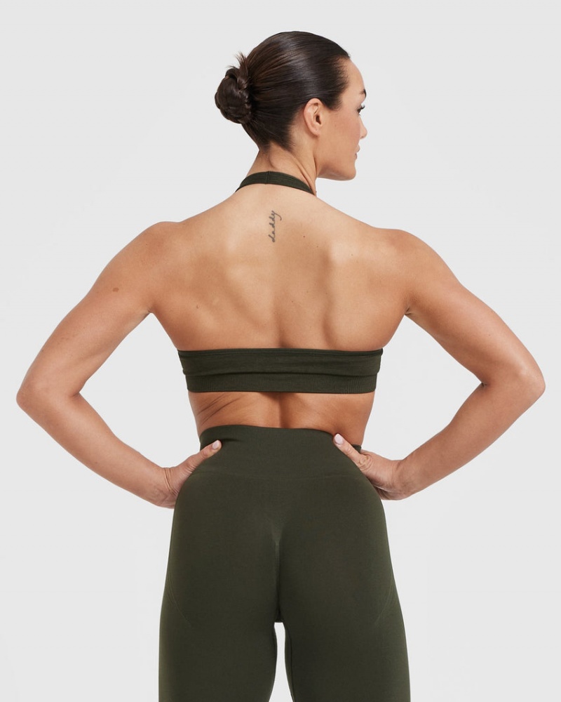 Oner Active κλασικα Seamless 2.0 Halter Neck Bralette Sports Bras Χακί | KOQ381490