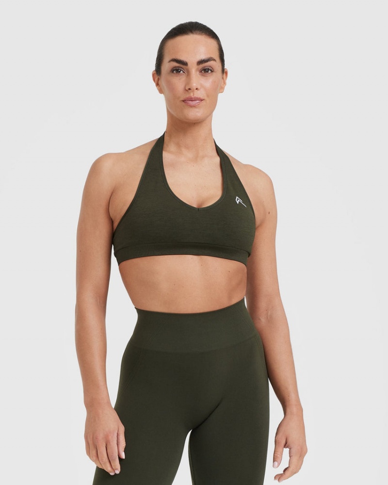 Oner Active κλασικα Seamless 2.0 Halter Neck Bralette Sports Bras Χακί | KOQ381490