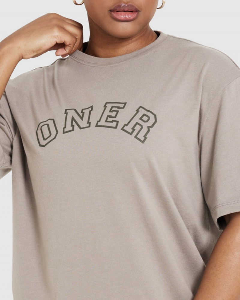 Oner Active κλασικα Varsity Oversized ελαφρια μπλουζακια γκρι | YTO271630