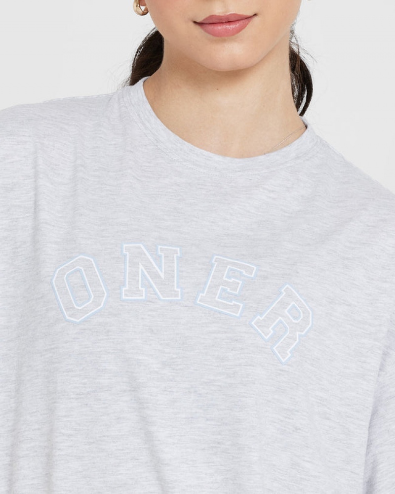 Oner Active κλασικα Varsity Oversized ελαφρια μπλουζακια ανοιχτο γκρι | JCA895364